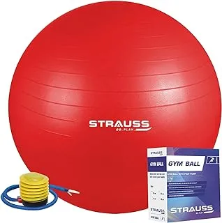 Strauss Unisex Anti-Burst Gym Ball with Foot Pump | Exercise Rubber Ball | Anti Burst Swiss Birthing Stability Ball for Workout,Pregnancy,Balance, (Multicolor, Sizes : 55 to 85 cm)