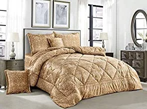 Cozy And Warm Winter Velvet Fur Comforter Set, King Size (220 X 240 Cm) 6 Pcs Soft Bedding Set, Modern Floral Pattern, Mix3, Light Blue
