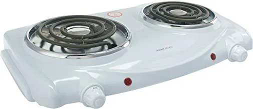 ALSAIF 2250W Electric Spiral Burner Two Plates, White, AL1302A 2 Years warranty