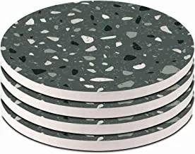 Terrazzo green Set of 4 Ceramic Coasters For Drinks Absorbent with Cork Base Use as House Decor Living Room or Coffee Bar Decor By LOWHA