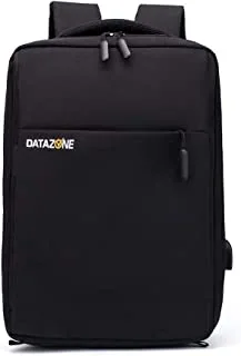 داتا زون حقيبة كمبيوتر محمول كبيرة ومنظمة وخفيفة الوزن ومقاومة للماء مع USB وحقيبة ظهر للمدرسة والجامعة والأعمال والأجهزة اللوحية والأوراق والمستندات ، مقاس 15.6 DZ-BP06S (أسود)