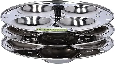 Royalford Stainless Idly Stand ,Idli Steamer, Idli Trey, | Stainless Steel Food Grade Material Medium Idli Stand For Pressure Cooker,Silver,3-Tier With 12 Pcs Capacity,RF9876