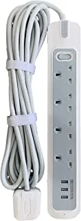 Rafeed Extension cord 3 Meter 4 Sockets, 3 USB A Charging Ports, Over Current Protection, 3250W (RFE-30009)