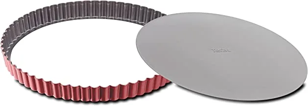 Tefal Deli Bake 28 Cm Tart Pan With Removable Base, Red, Carbon Steel, J1641514