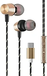 Datazone headphone, type-c headset, high definition, in-ear, noise isolating, heavy deep bass for samaung , hawawi ,lenovo, , htc , black dz-et08, Wired
