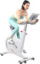 COOLBABY Dynamic Indoor Cycling Exercise Bike with 14 LB Flywheel Stationary Bikes Ultra Quiet Fitness Bike and Abdominal Trainer, White