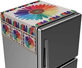 غطاء علوي بوليستر للثلاجة بطبعة زهور من هارت هوم ، يحمي من الخدوش والتآكل والغبار مع 6 جيوب جانبية متعددة الاستخدامات (متعدد الألوان)