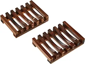Cool Baby Wooden Soap Dish Bamboo Soap Holder Sink Deck Soap Box Tray, Brown, 2 Pcs, HBH02001