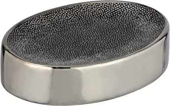 WENKO Nuria Dish Silver / Anthracite لتخزين صابون اليدين والسيراميك والفحم ، 3 × 8 × 12 سم