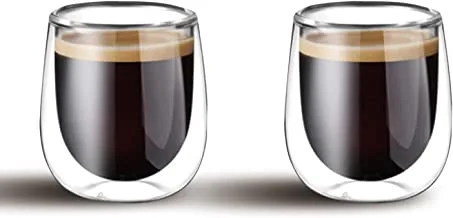 Cuisine Art Double Walled Glass Coffe Cups 2-Piece Set, 80 Ml Capacity, Gc-308-80