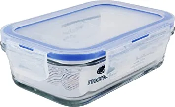 Mondex 350mlRectangular Glass Food Storage Container With Blue Lid, Cmn0094