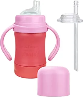 Sprout Ware Sip & Straw Cup مصنوعة من Plants-6oz-Pink-6mo +