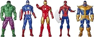 Hasbro Marvel Action Figure 5-Pack, 6-Inch Figures, Includes Iron Man, Spider-Man, Captain America, Hulk, Thanos, For Kids Ages 4 And Up