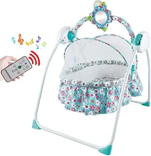 كرسي هزاز كهربائي للأطفال مهدئ ومريح من COOLBABY مع صندوق اهتزاز موسيقي يمكن استخدامه منذ بداية حديثي الولادة