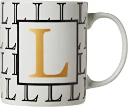 كوب شاي وقهوة من البورسلين مطبوع عليه حرف L ضحل ، Bd-Mug-L