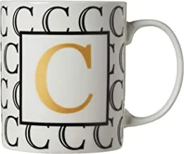 كوب قهوة بورسلين مطبوع عليه حرف C ضحل ، Bd-Mug-C