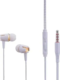 Datazone Wired Headphone, Cool Design, Mobile Headphones, Noise Cancellation, Crisp Clear Sound, Ep-09 White/Gold, Small & Lightweight