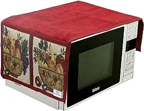 Heart Home Microwave Oven Cover Dustproof Velvet Machine Protector Decorative Kitchen Appliance Cover with Side Storage Pockets 23 LTR (Maroon)-HEART11831, Standard (HEART011831)