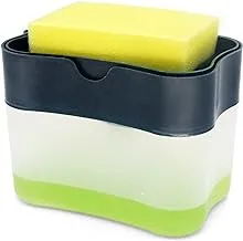 ORGANIZERS - Soap Dispenser and Sponge Holder for Kitchen Sink, 2 in 1 Dish Washing Soap Dispenser Caddy, Countertop Soap Pump Dispenser, Sponge Caddy, Easy Refill/Durable