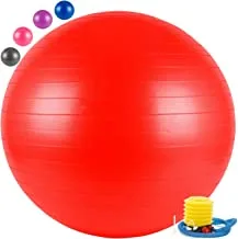 Marshal Fitness Yoga Ball Exercise Fitness Heavy Duty Anti-Burst Stability Ball for Fitness Gym Yoga Pilates Birthing Pregnancy Physical Therapy with Quick Pump (85 cm-Red)-MF-4170