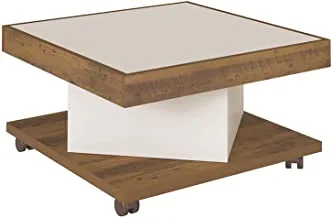 Artely Saara Coffee Table, Pine Brown With Off White - W 63 cm X D 63 cm X H 33.5 Cm