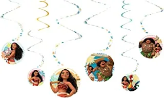 Amscan disney moana hanging swirl decorations birthday party decoration supplies 6ct, multicolor, one size, 671832