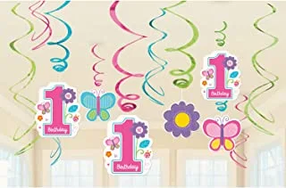 Sweet Birthday Girl Swirl Decorations 12pcs