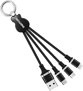 Datazone Guitar Ring USB Charger Cable 5 In 1 Multi Compatible With Type C, Micro And Iphone Dz-5C01G- Black