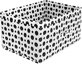 Heart Home Dot Printed Printed Multipurposes Rectangular Flodable Storage Box, Drawer Storage and Cloth Organizer (Black & White)-HS43HEARTH26341