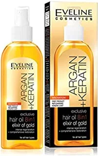 Eveline Argan & Keratin ExclUSive Hair Oil 8 In 1 Elixir Of Gold