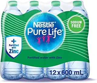 Nestle pure life immunity drinking water, 12 x 600 ml, clear