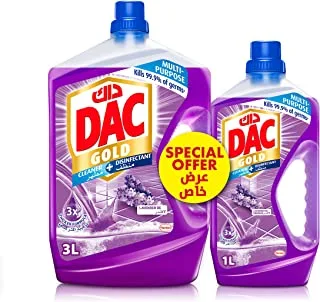 DAC Disinfectant Gold Floor Cleaner - Lavender, 3 L + 1 L