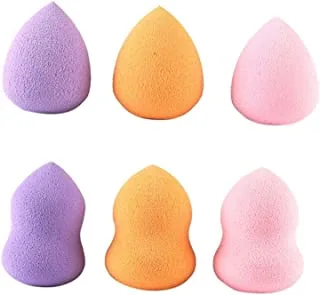 COOLBABY 6-Piece Makeup Sponge Set Orange/Purple/Pink