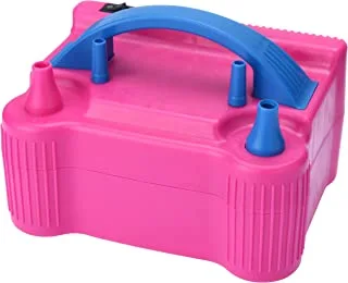 Origlam Showay Electric Balloon Blower Air Pump Inflator Portable Dual Nozzle Party Machine, Pink/Blue