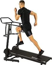 جهاز الجري اليدوي Sunny Health & Fitness Force Fitmill مع 16 مستوى من المقاومة المغناطيسية و 300 رطل كحد أقصى وحذافات مزدوجة - SF-T7723 ، أسود