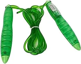 حبل قفز رقمي من جوريكس مع عداد من هيرموز ، مقبض بلاستيكي وحبل بي في سي ، 274 سم ، للتدريب الرياضي - أخضر