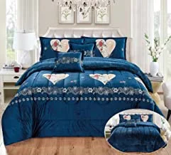 Warm And Fluffy Winter Velvet Fur Reversible Comforter Set, Single Size (160 X 210 Cm) 4 Pcs Soft Bedding Set, Big Box Stitched Design, Srg, Beige