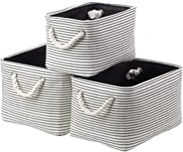 3-Piece Storage Basket Set White/Black 40X28X22Cm
