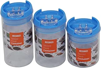 3-Piece Sealed Food Container (S-M-L) - Round Blue