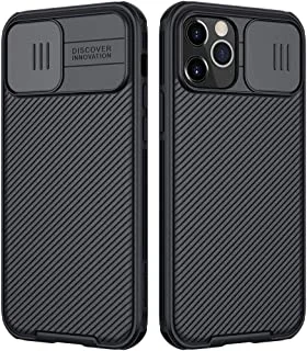 جراب Nillkin لهاتف iPhone 12 Pro Max غطاء كاميرا صلب مع غطاء واقٍ منزلق للكاميرا [تصميم مثالي متوافق مع Apple iPhone 12 Pro Max (6.7 بوصة)] - أسود