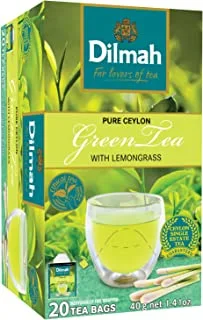 Dilmah 82405 Green Tea With Lemongrass, 20 sachet, 40 g