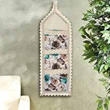 Kuber Industries Flower Printed Wall Hanging Organizer For Small Accessories، Stationery، Jewelry، Magazine، Letter (Cream & Brown) -50KM01172