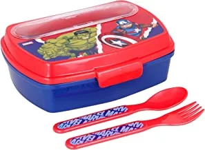 Stor Funny Sandwich Box With Cutlery Avengers Comic Heroes, Multi Color