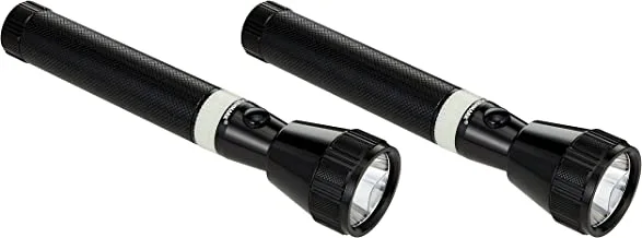 Olsenmark Rechargeable Led Flashlight, 2Pc- Super Bright Cree-Xpe Led Torch Light - Built-Inbattery, 1500 Distance Range - Powerful Torch For Camping, Hiking, Trekking, Outdoor.
