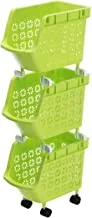 3-Tier Multipurpose Stackable Storage Rack Green 30 x 17.5 x 74cm