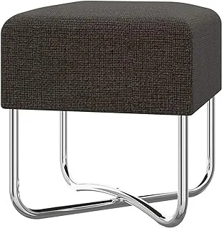 Carraro Small Pouffe, 128221538, With Onix Fabric And Chromed Feet