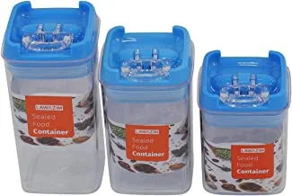 3-Piece Sealed Food Container (S-M-L) - Square Blue