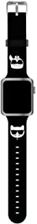 سوار كارل لاغرفيلد من السيليكون بشعار Karl & Choupette لساعة آبل مقاس 42/44 مم - أسود