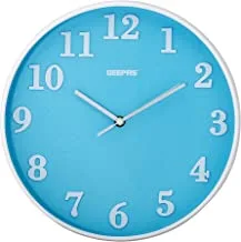 Geepas GWC26014 Round Wall Clock 3D Numbers with Silent Non-Ticking, 31.8 cm Diameter, Blue