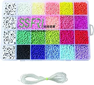 Showay Seed Beads 3300 Pcs Letter Beads And Pony Beads For Jewelry Making Kit Bracelets Beads 24-Grid Colored Craft Bead With Rope Mini Seed Beads Set For Finding Diy Art Crafts （4Mm）